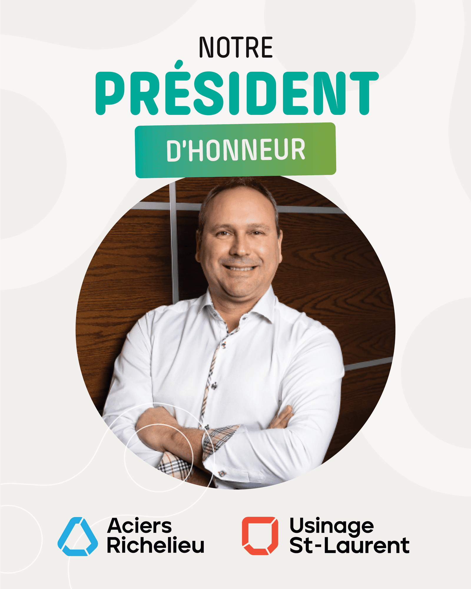 Notre président, Éric Durand, est fier de s’associer au Défi Vélo Du Fleuve à titre de président d’honneur.